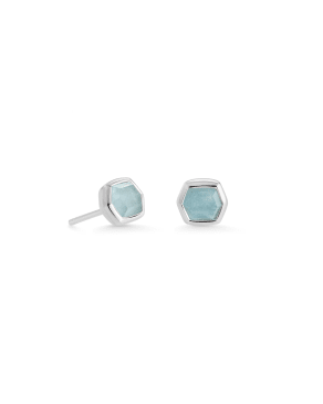 Davie Sterling Silver Stud Earrings in Aquamarine